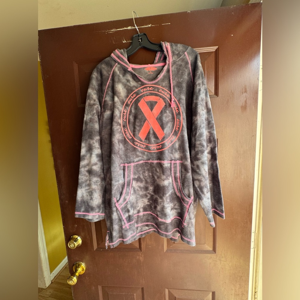 Breast Cancer Awareness V Neck Hoodie Size XL